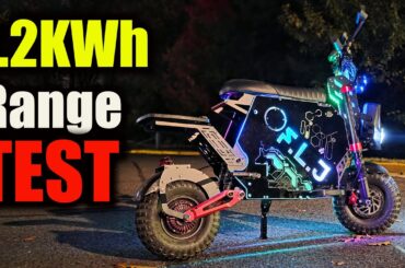 The World's Biggest Battery Pocket E-bike Range Test 72V 12000W 100Ah Electric Scooter/eMoto