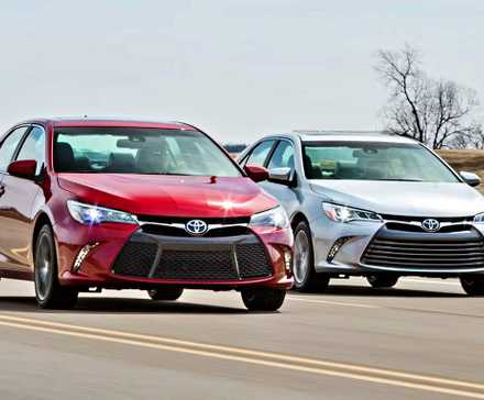 Red and silver 2015 Toyota Camry