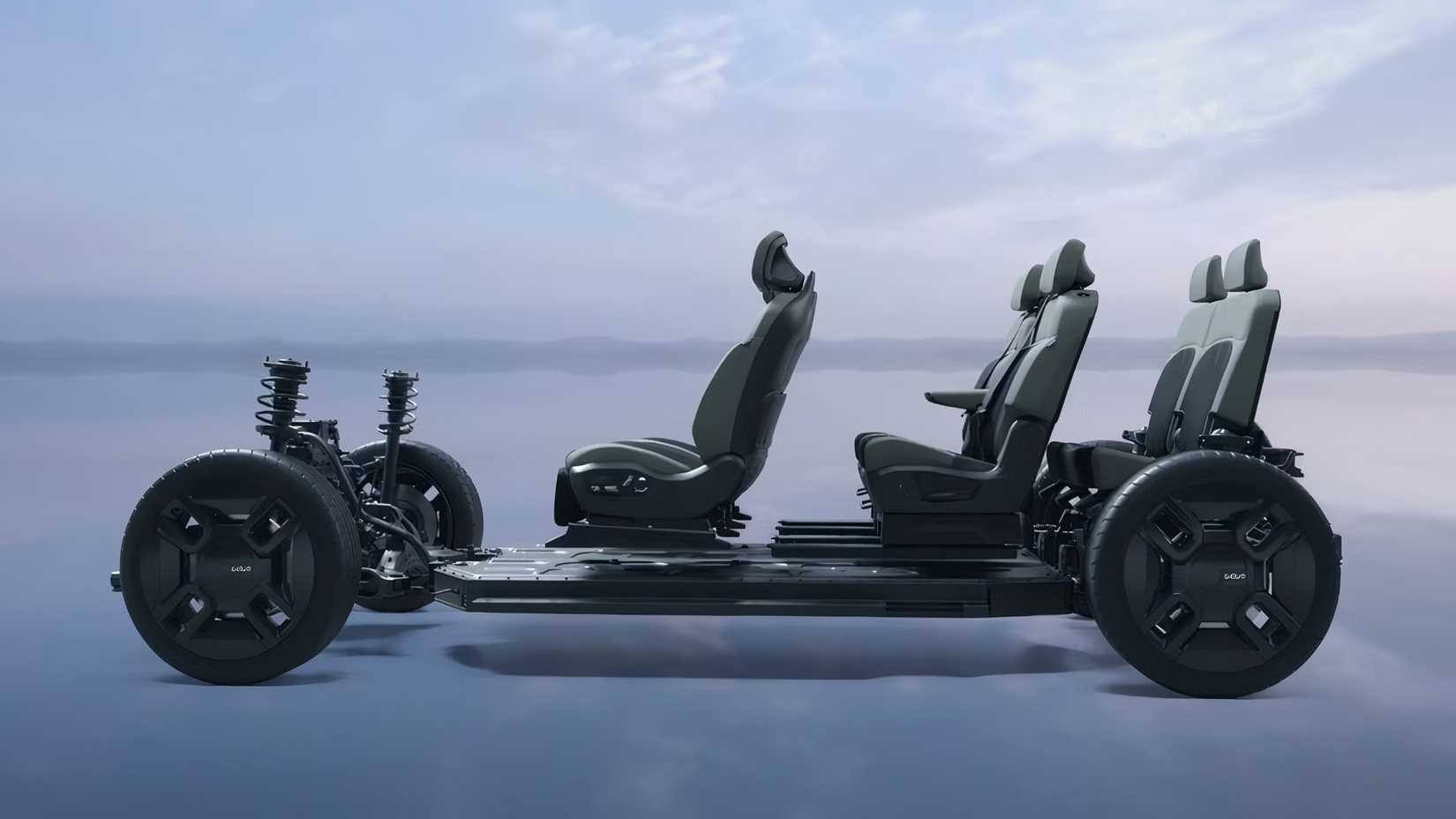 A shot of the 2024 Kia EV9's E-GMP platform.