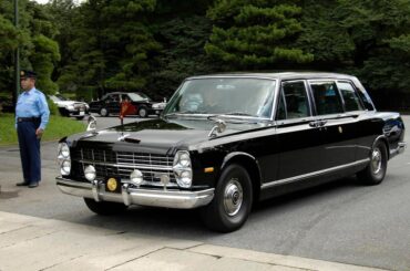 The Nissan Prince Royal introduced in 1967 served as the official vehicle or "Goryosha" for the Japanese royal family. The car was created by Prince Motor Co. Nissan merged with Prince in 1966 and added their name to the car. A total of 7 cars were produced and they served up until retiring in 2005.
