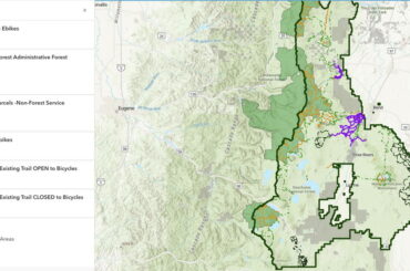 Deschutes National Forest map of trails where Class 1 e-bikes will be allowed.