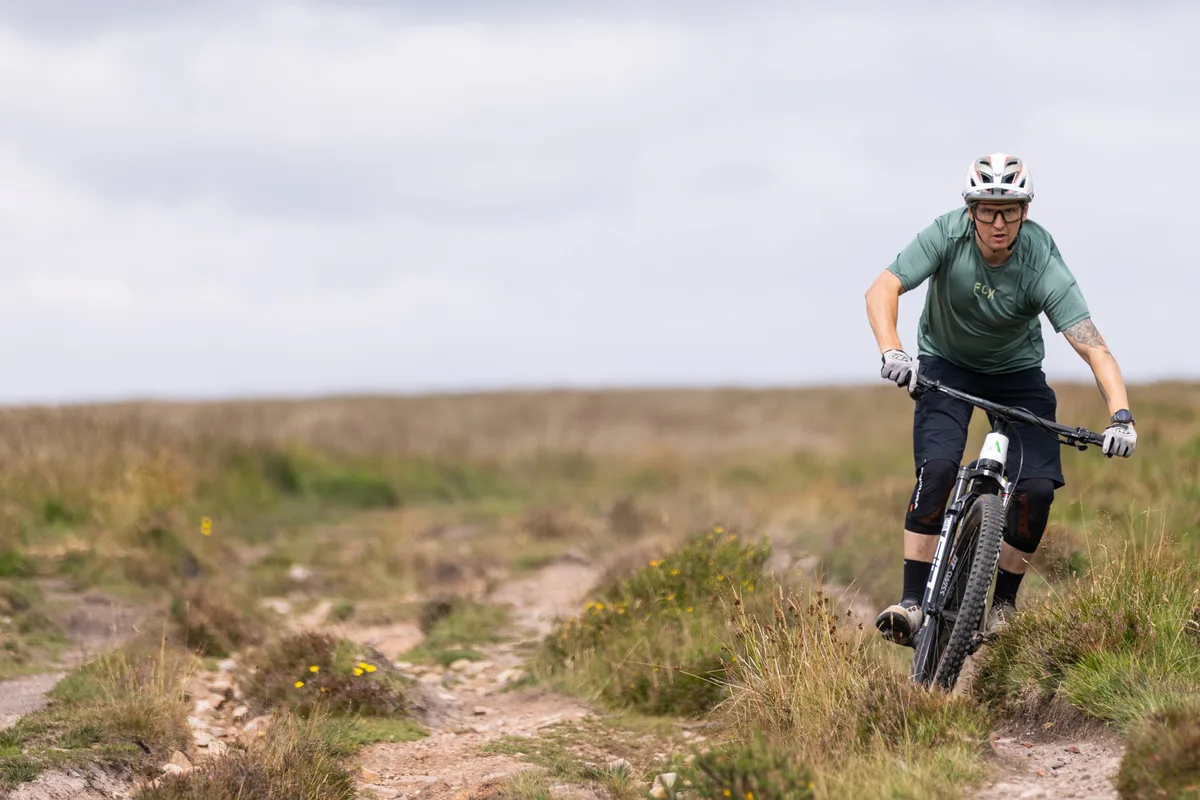 Forestal e-Cygnus Diode electric mountain bike ridden by male mountain biker