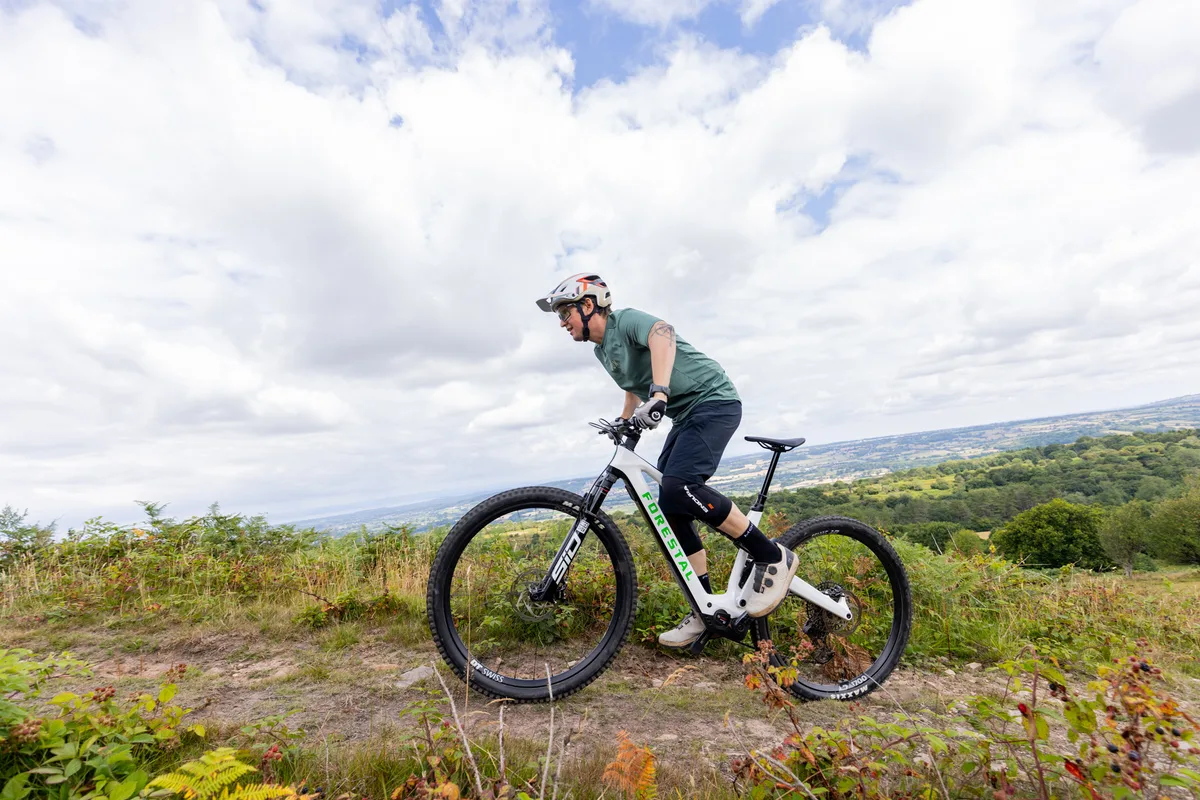 Forestal e-Cygnus Diode electric mountain bike ridden by male mountain biker