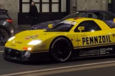 Milan, a sensational sighting! A Pennzoil Nissan R390 GT1: it belongs to Erik Comas