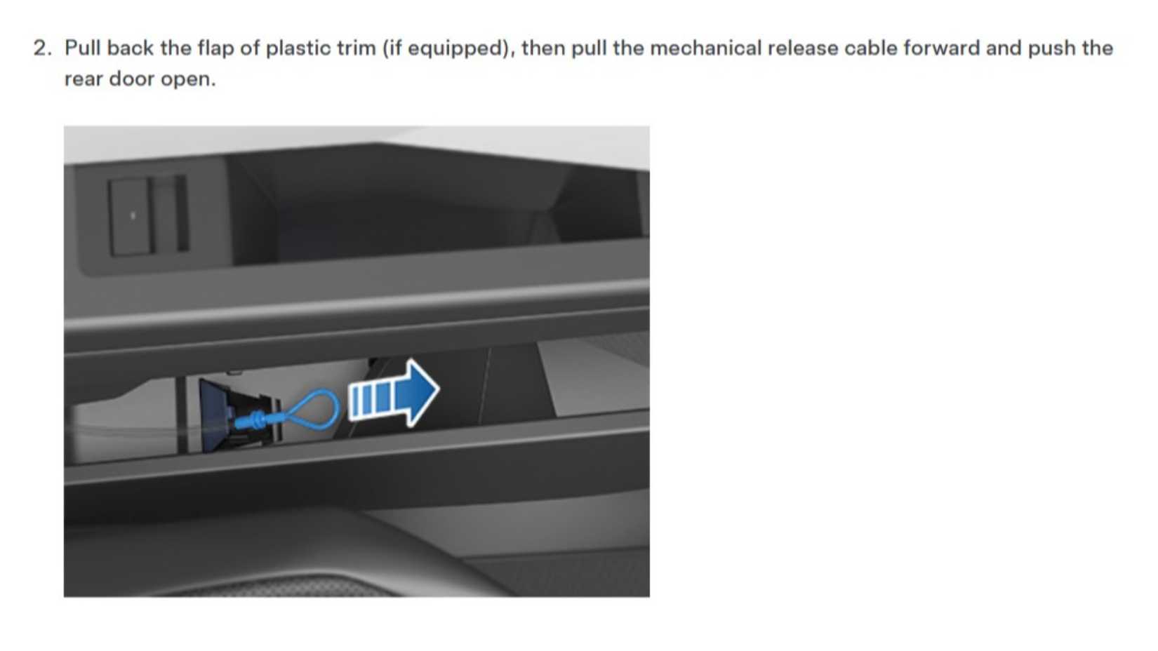 Tesla Owner's Manual Screenshot Rear Door Handle