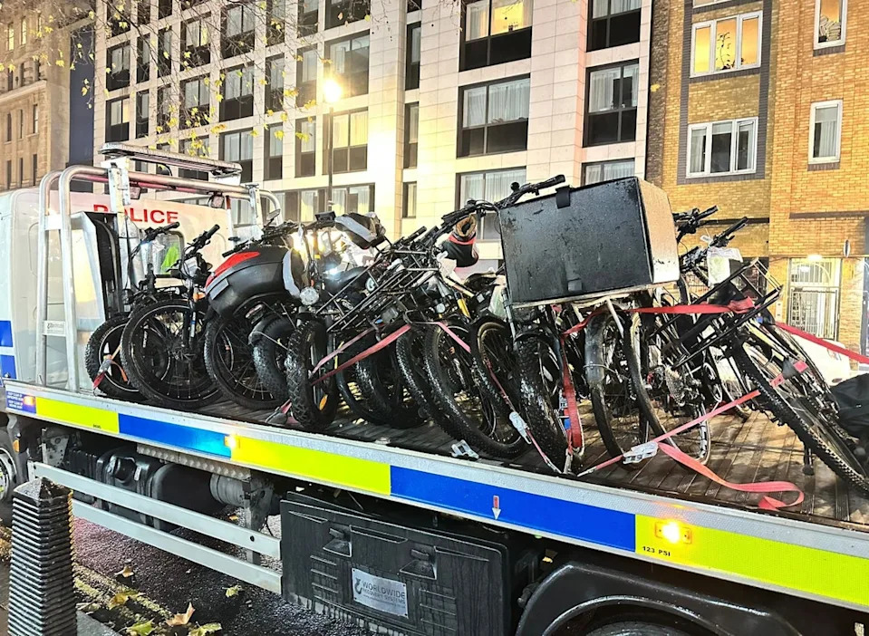 E-bikes seized by the Metropolitan Police in the West End on 5 December (Metropolitan Police/PA)
