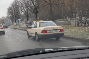 [Mercedes W124 taxi] still going strong. Probably spun the odometer twice by now