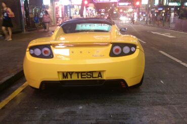 Another [Tesla Roadster] spotted in Hong Kong, obviously owned by a proud Tesla fan