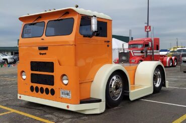 Slammed 1973 White Compact Truck.
