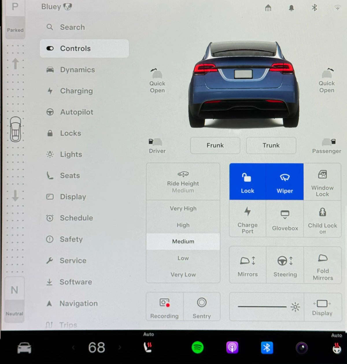 The new controls for 2026 models include the suspension height under Controls