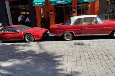 [Ferrari 308] and a beautiful [Mercedes 280 SE] on a sunny cold morning in Beirut