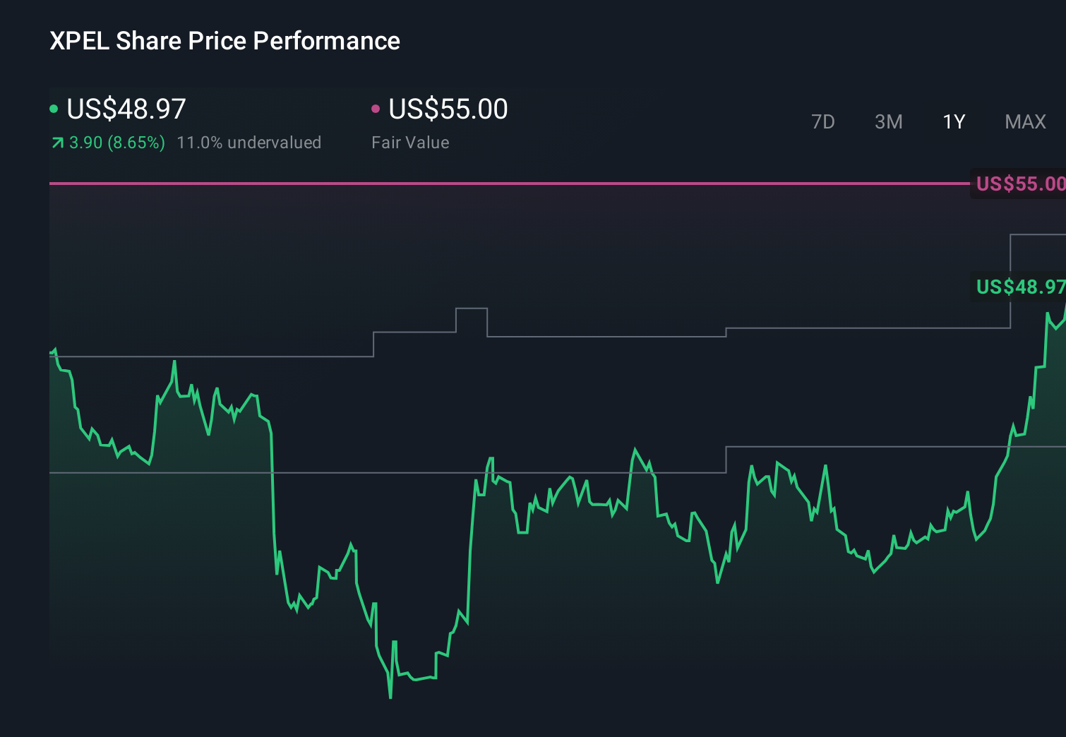 XPEL 1-Year Stock Price Chart