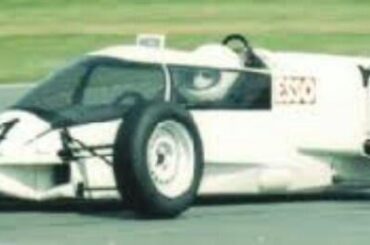 Presenting the Prowess Formula Ford car, launched in 1986. Putting the car through its paces here at Silverstone is its creator, Hugo Spowers.