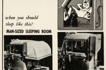 Before sleeper cabs were standardized, things got weird. A canvas "tent" hanging off the back of the cab and a literal hole under the passenger seat (1950s).