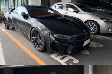 [BMW i8 with a Liberty Walk widebody kit] in Tokyo
