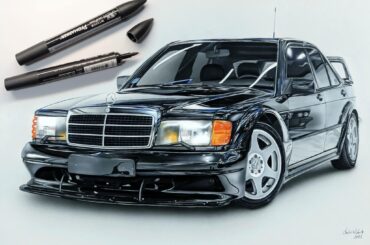 My new hand-drawn Mercedes 190e EVO 2