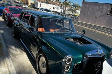 This retro body Mercedes with a full modern s class interior. It is also on HRE rims