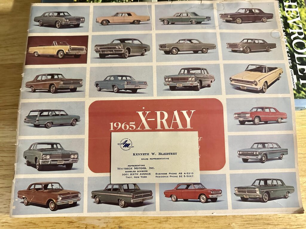 Found a 1960's AMC Rambler division dealership business card inside an old car catalogue