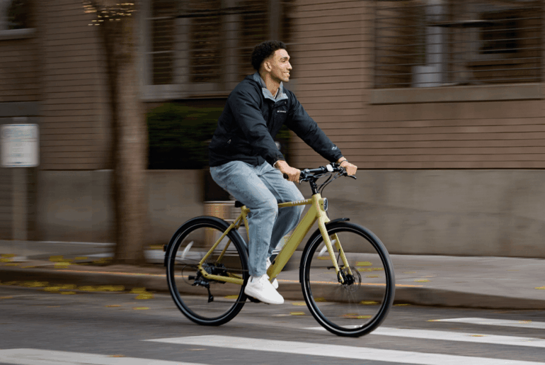 A man riding a bicycle