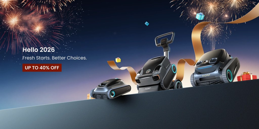 Aiper New Year Sale banner for robot pool cleaners