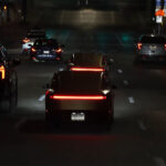 Tesla Cybercab robotaxi prototypes sighted testing at night in Austin, Texas.