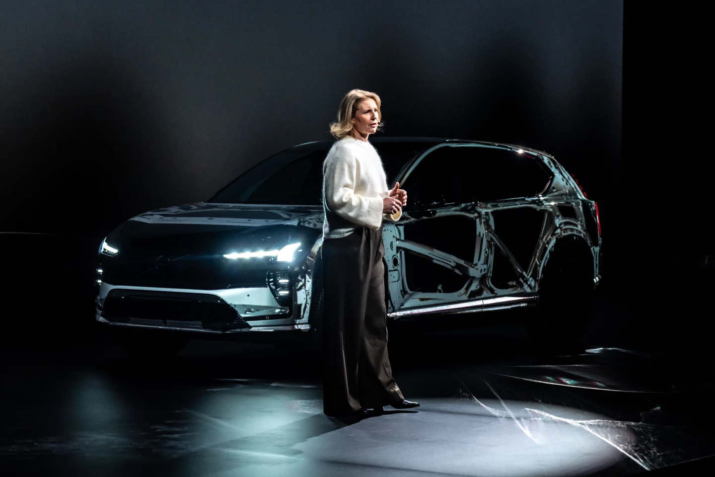 The EX60 mi-sized electric SUV is the first Volvo built with "mega casting" technology