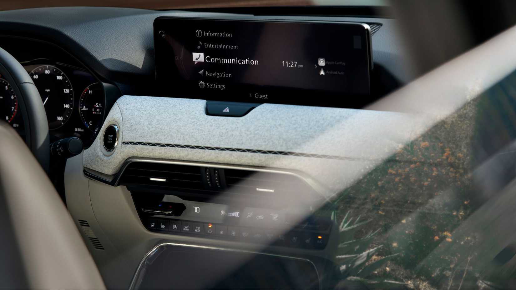 Close-up shot of the infotainment screen in a 2026 Mazda CX-90.