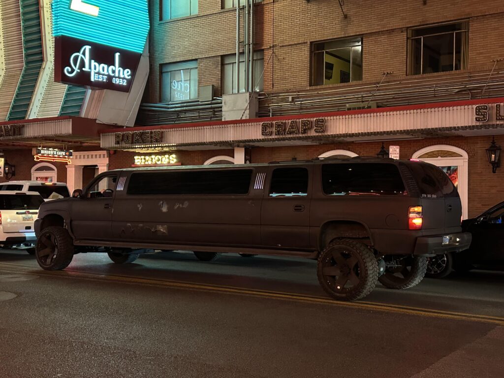 Rattle can flat black GMT800 limo. Official car of?