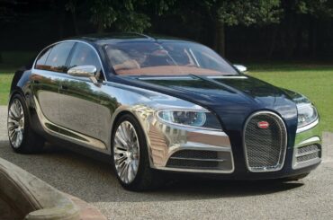 2009 Bugatti 16C Galibier 5 door fastback concept carfeaturing a front-mounted 8.0-liter twin-supercharged W16 engine. Inspired by the Type 57, it was designed with a carbon fiber/aluminum body, and, despite high anticipation, it was cancelled in 2013 to focus on the Chiron.