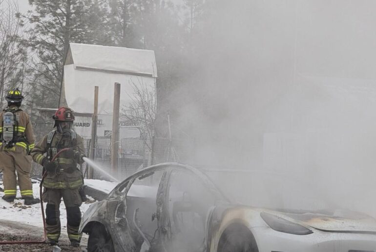 Stevens County deputies detain suspect for lighting a Tesla on fire