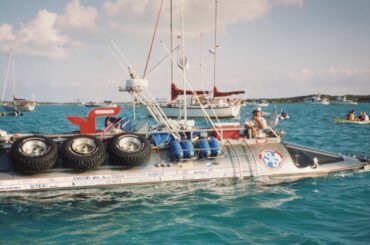 Passing amphibious vehicle I snapped a photo of from my boat, southern Bahamas 1993.
