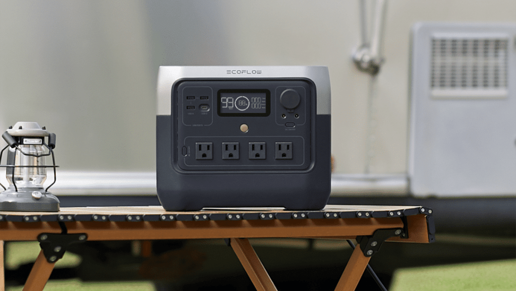 EcoFlow power station sitting on table outside