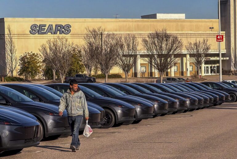 Lonely fleet of Teslas sits parked and unsold at Raleigh’s Triangle Town Center