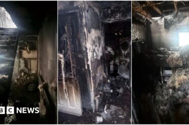 Fire-damaged rooms totally destroyed