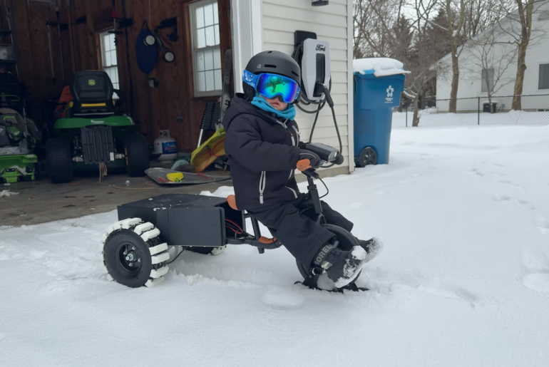 Dad Makes Kid’s Balance Bike Into Electric Snow Trike Like A Boss