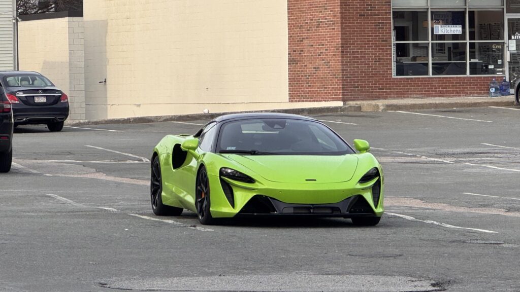 [McLaren Artura] outside of a used book store in Burlington, MA