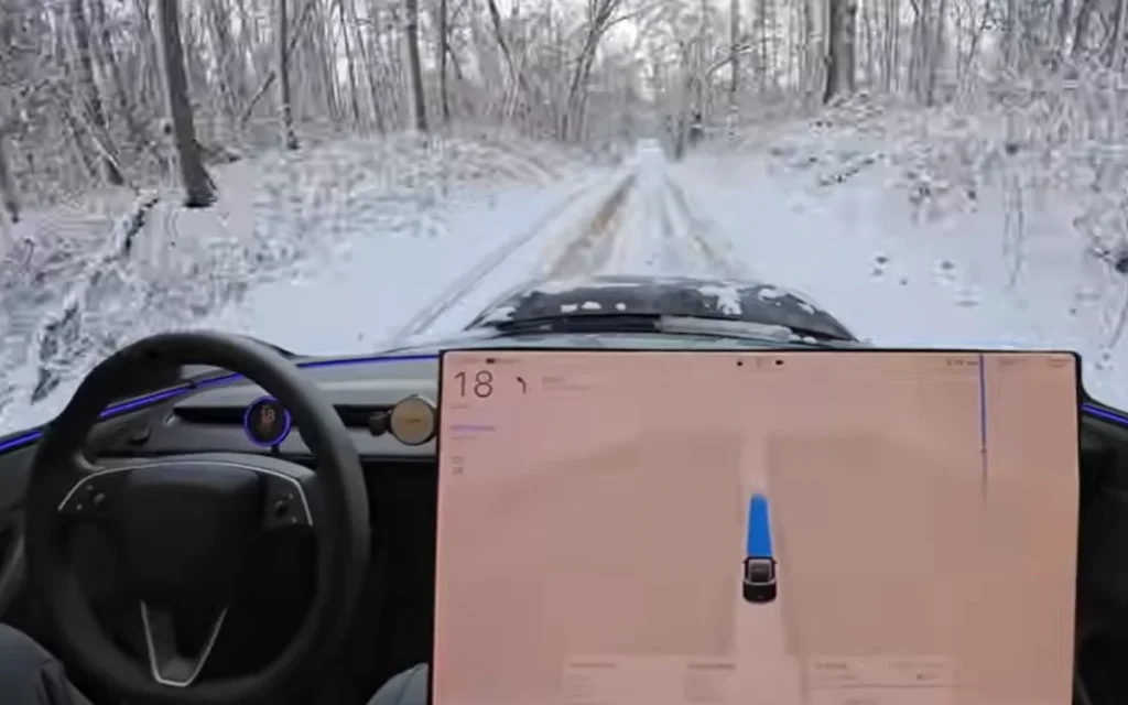 A guy tested out Tesla’s Full Self-Driving (FSD) Mad Max mode on snow-covered roads during a winter weather advisory to see how the technology handled it