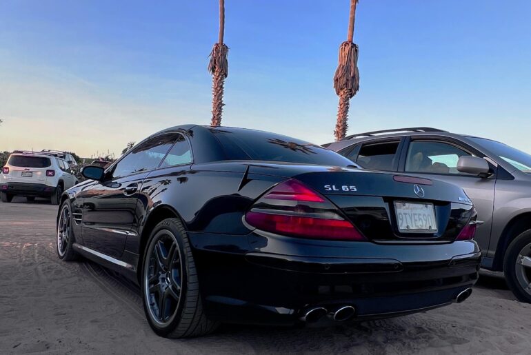 Uncommon to me, a black [Mercedes SL65 V12]