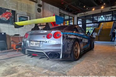 [Nissan GTRs] being moved into the showroom