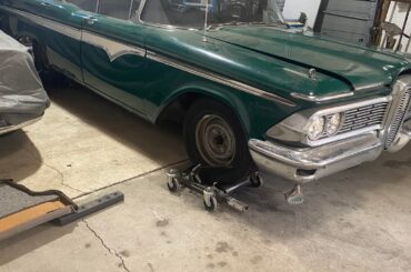 Our small collection of cars, 1959 Edsel, 1966 amc marlin, 1964 polara and 1966 gmc 1500