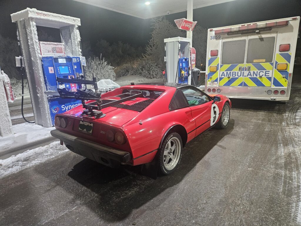 [Pontiac Fiero]* In Snowy Alberta, Canada