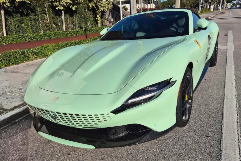 [Ferrari Roma Spider] seen once again that was inspired by pistachio [250 GTO] that was never driven by Stirling Moss...