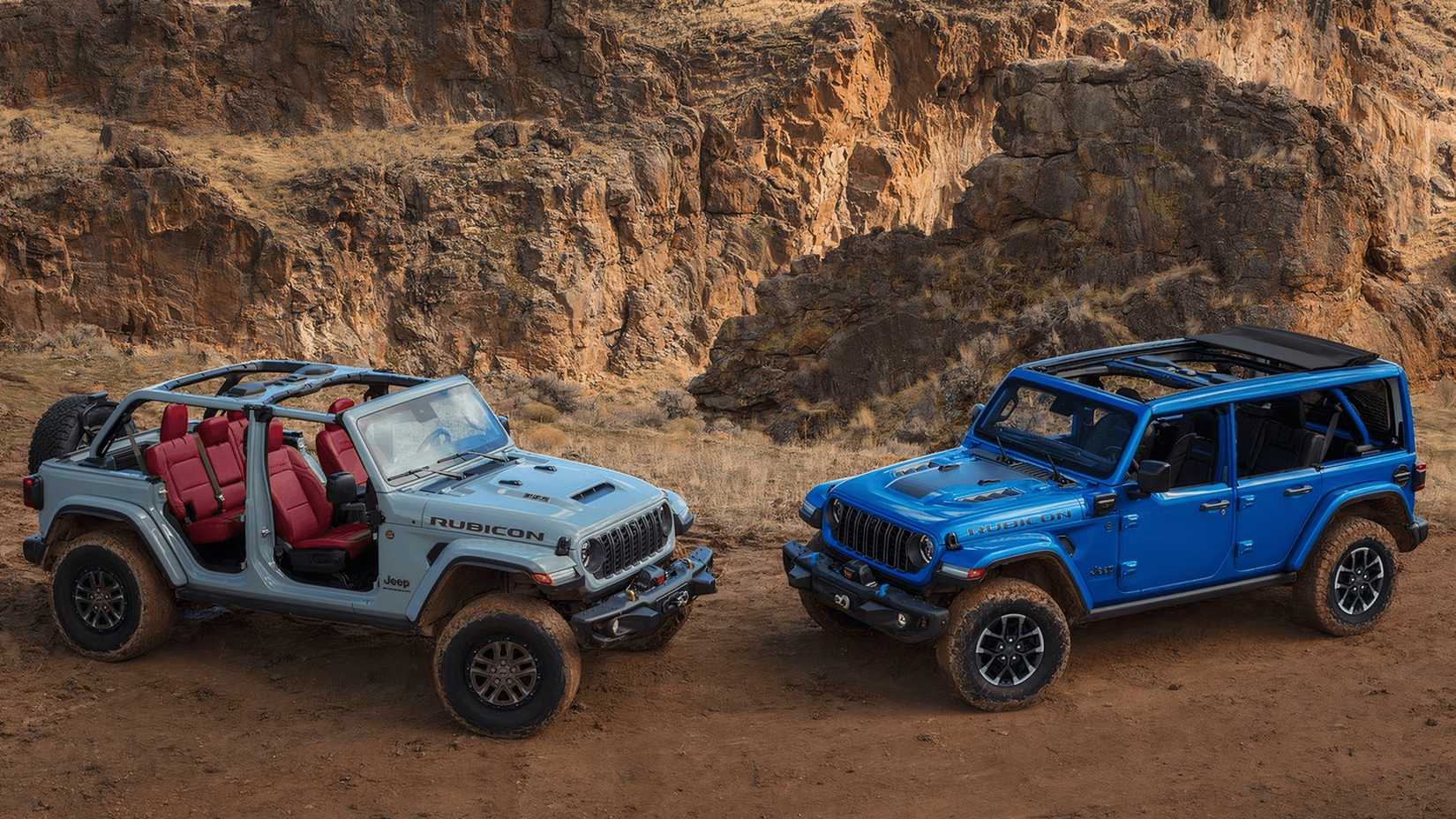 2024 Jeep Wrangler 4-door 4xe Rubicon Gray & Blue High Front Angle