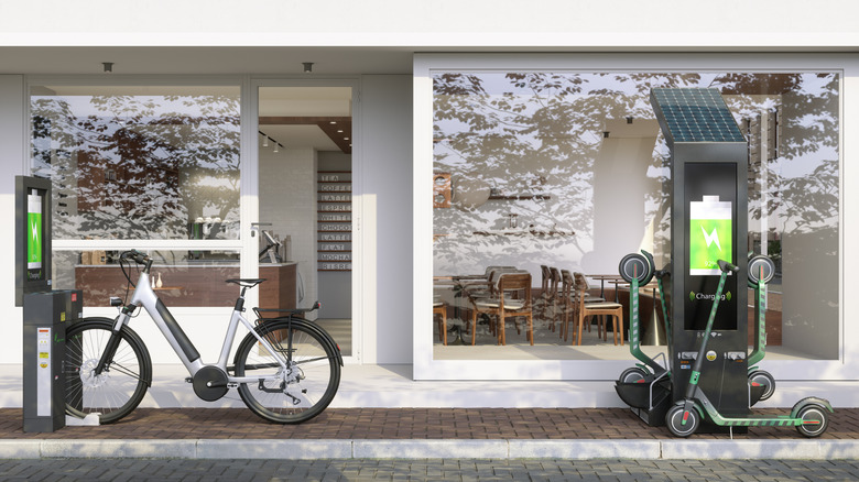 E-bikes at a charging station