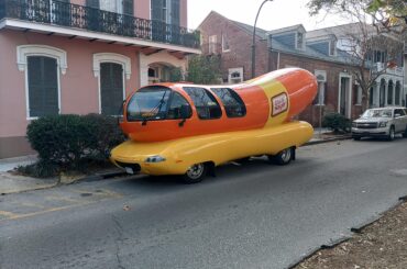 Oscar Meyer Wienermobile in the French Quarter of New Orleans