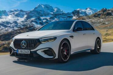 2025 Mercedes-AMG E53 Sedan Front Angle View Driving