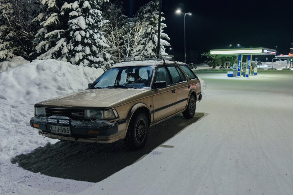 80s Nissan Bluebird wagon at -25c in Lapland, Finland