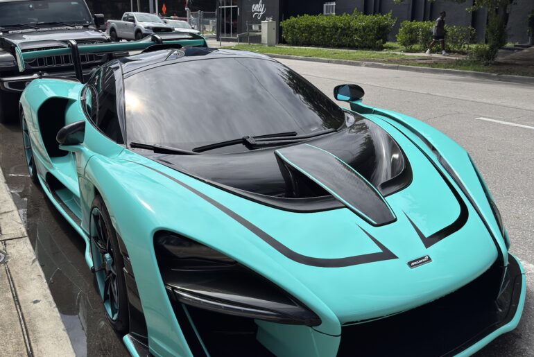 [McLaren Senna GTR] in Miami. Casually street parked outside a gym.