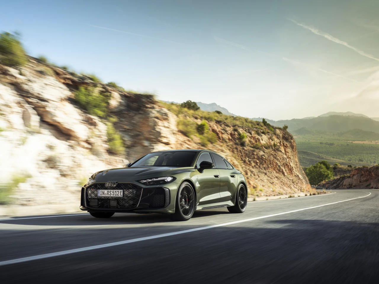 The saloon/sedan version of the RS 5 packs a 630-hp power punch thanks to the combined efforts of a petrol V6 and big electric plug-in motor