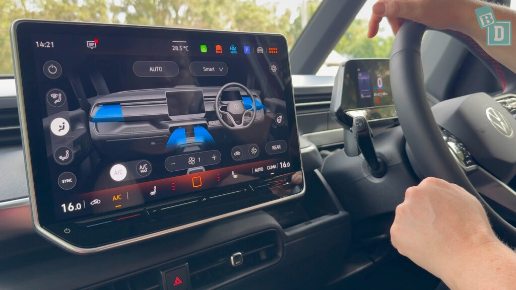 2025 Volkswagen ID Buzz Pro SWB climate controls on screen